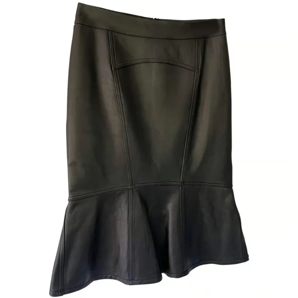 BCBGMAXAZRIA RUNWAY Fluted Leather Skirt - Picture 5 of 11